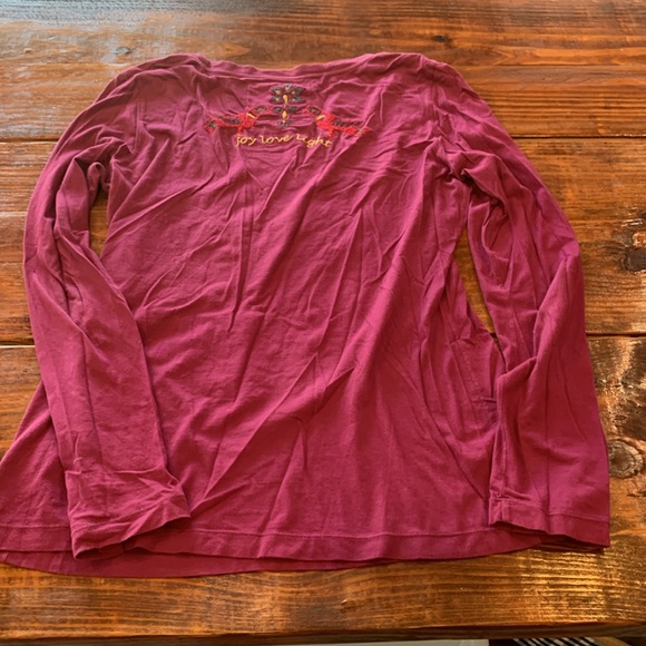 Johnny Was JW Los Angeles Embroidered Pink Floral LOVE Shirt - Picture 9 of 17